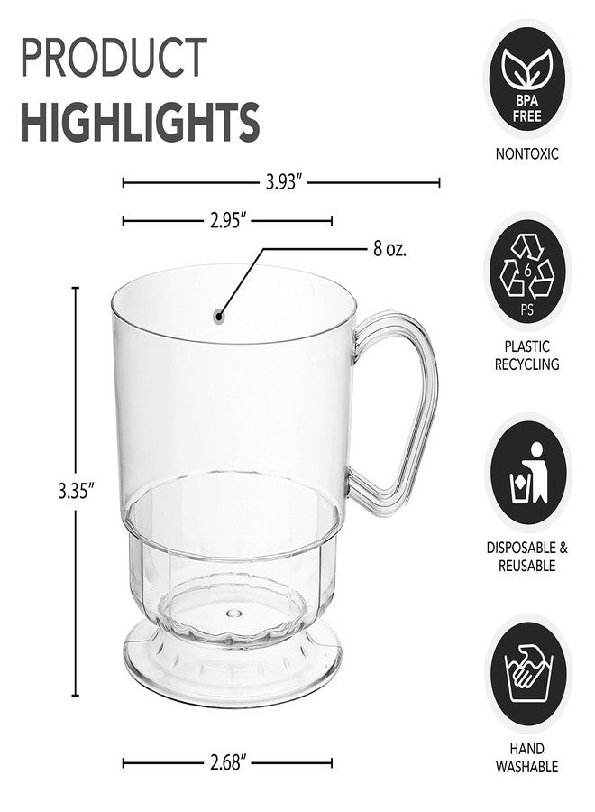 Party Essentials 8-Ounce Hard Plastic Tea Mugs/Coffee Cups with Handles, 40-Count, Deluxe Clear - Image 2